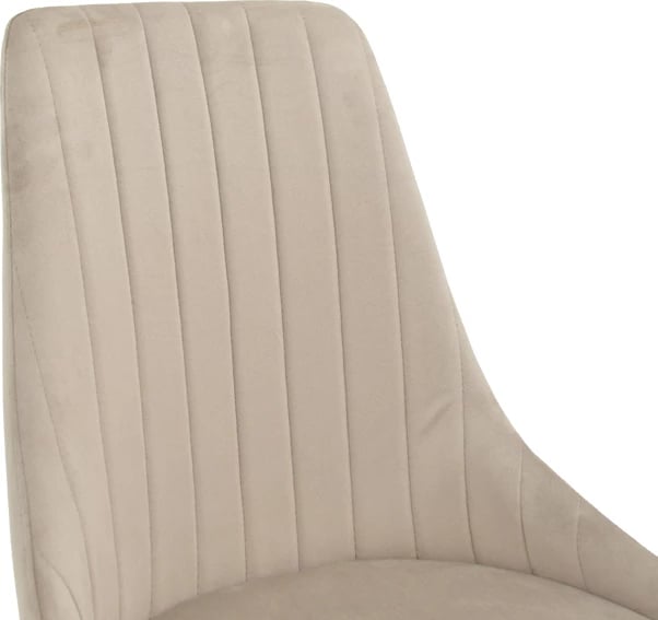 Karrige Azori kadife, bezhë-gri, këmbë metalike të zeza, 49x55x85cm (set prej 2 copash)