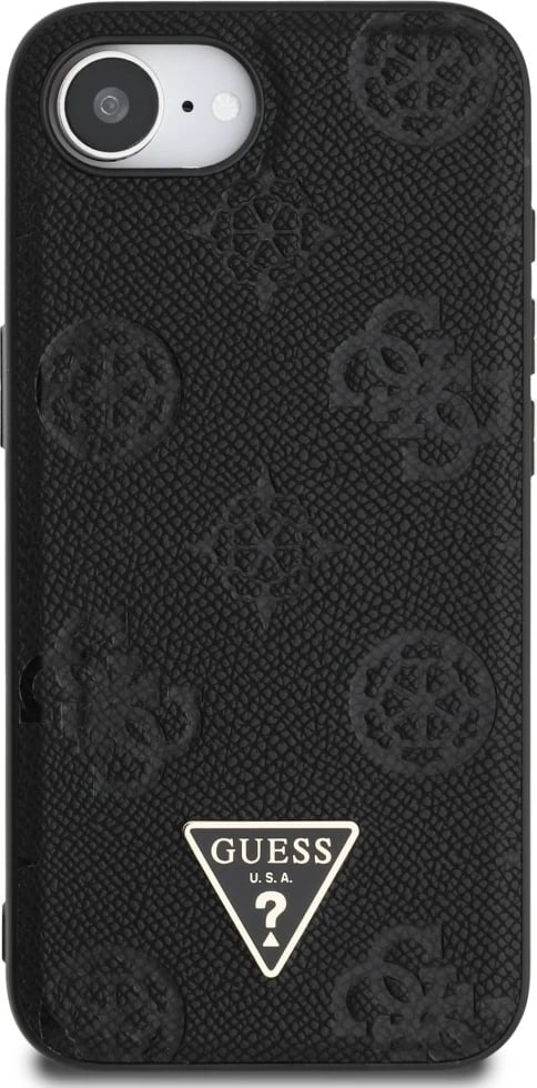 Mbështjellës Guess Grained Hot Stamp Peony Triangle Logo MagSafe për iPhone 16e, i zi Mbështjellës Guess Grained Hot Stamp Peony Triangle Logo MagSafe për iPhone 16e, i zi