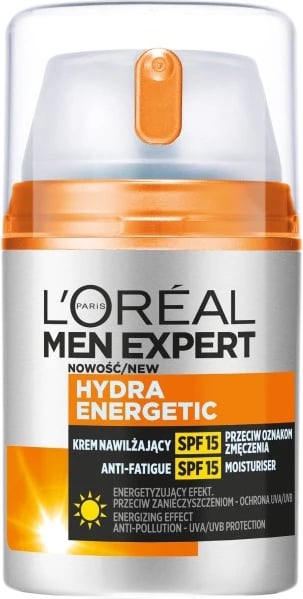 Krem hidratues për fytyrë L'Oreal Paris Men Expert Hydra Energetic SPF15 për meshkuj, 50ml