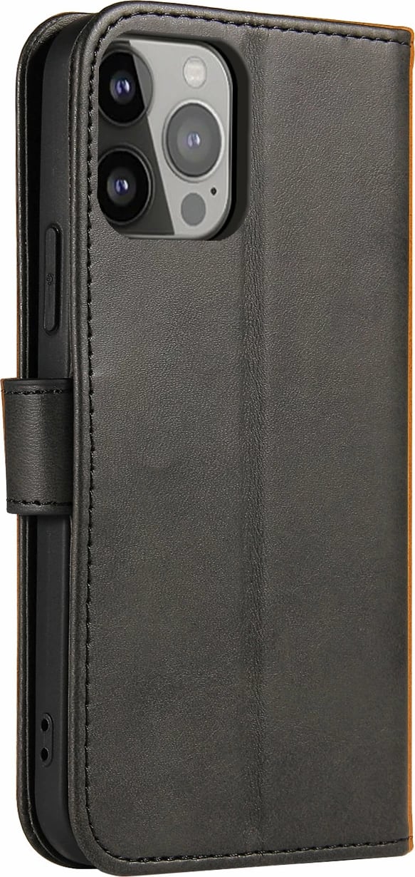 Mbështjellës Hurtel Magnet Case për iPhone 15 Pro, me kapak, portofol dhe stand, e zezë