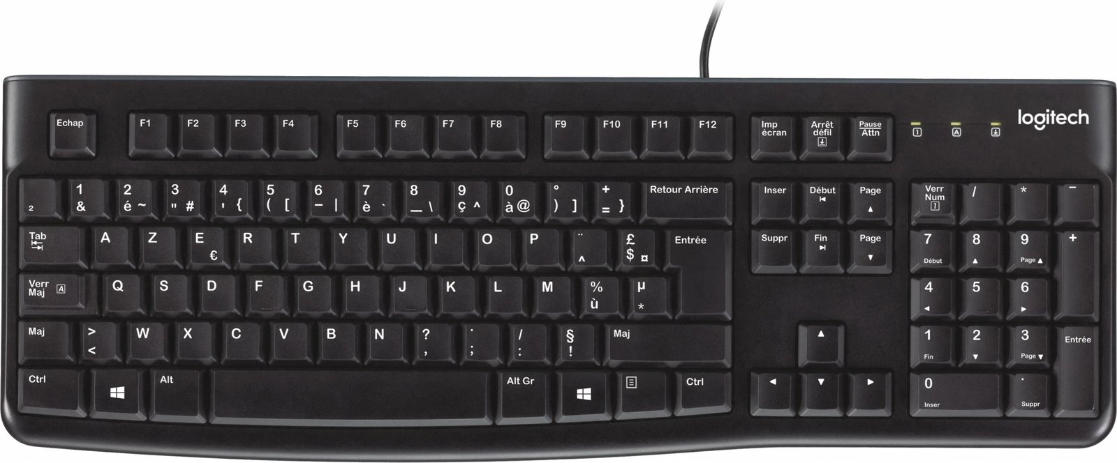 Tastierë Logitech K120, full-size, me kabllo, USB, AZERTY, e zezë