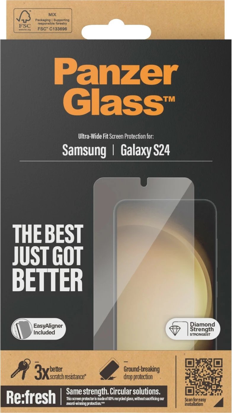 Mbrojtës ekrani PanzerGlass për Samsung Galaxy S24, transparent
