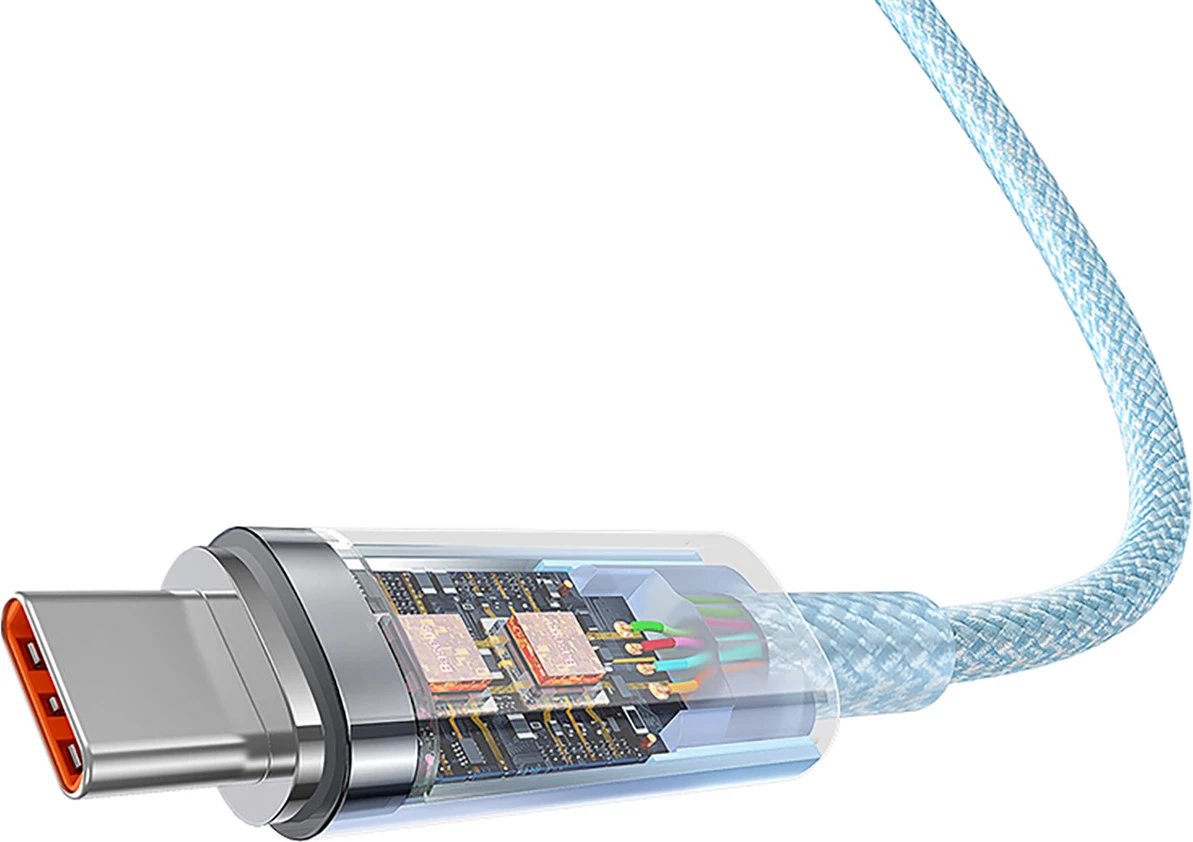 Kabllo USB-C në USB-C Baseus Explorer 2m, 100W, Sensor temperature, Blu