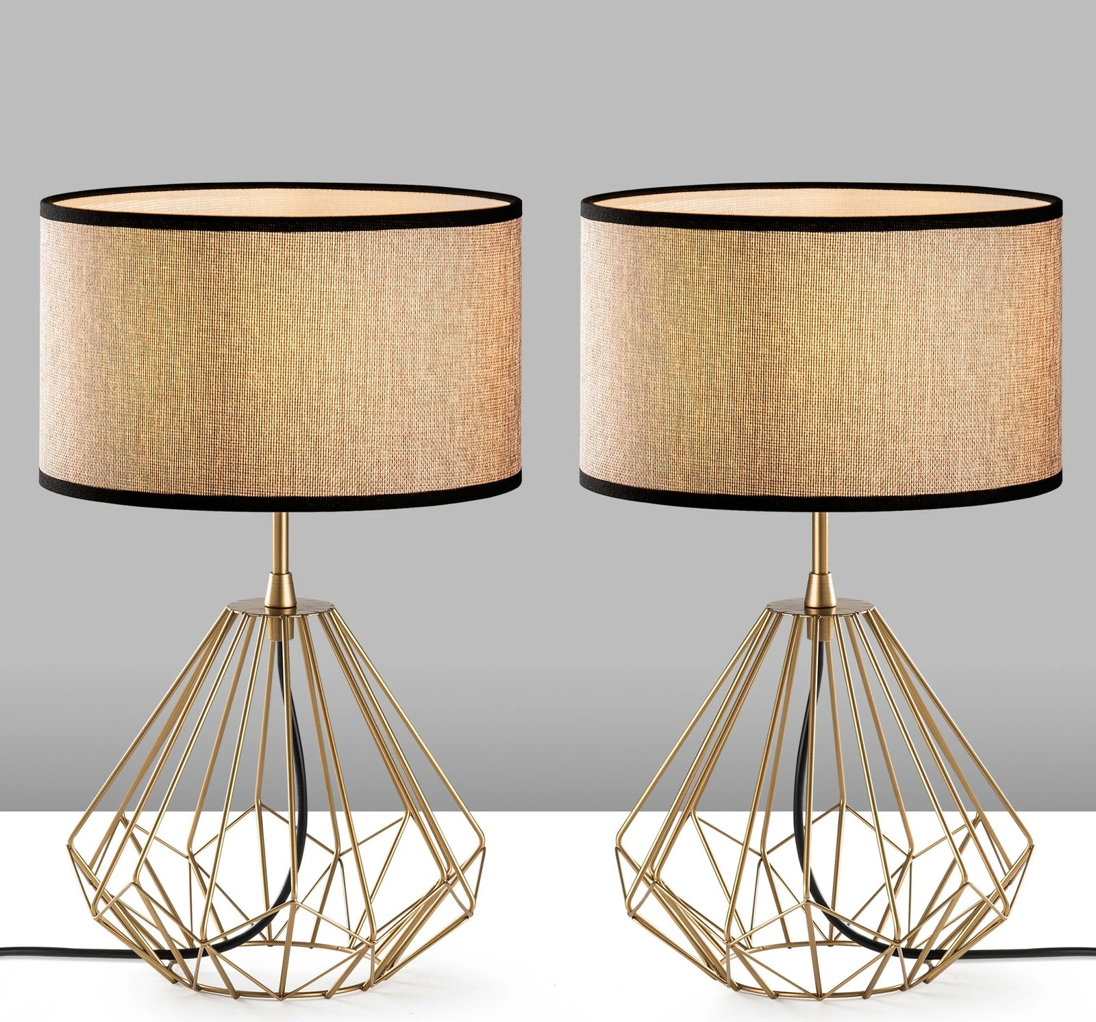 Set llamba tavoline Opviq, model Diamond, ngjyrë ari, S-712, 2 copë