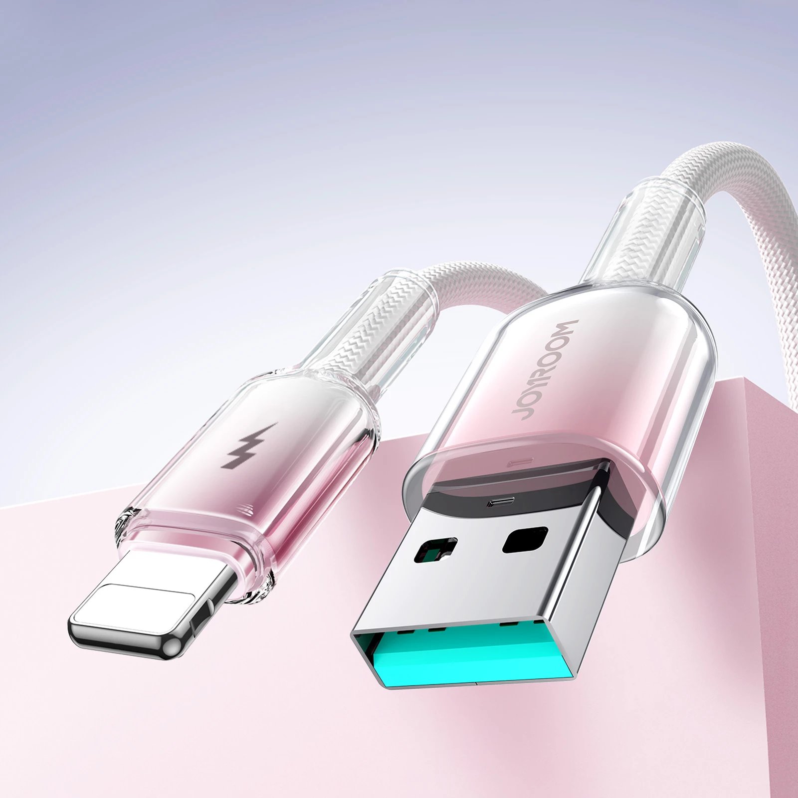 Kabllo Joyroom S-A42 Crystal-Clear Series, USB-A në Lightning, 1.2m, Bardhë