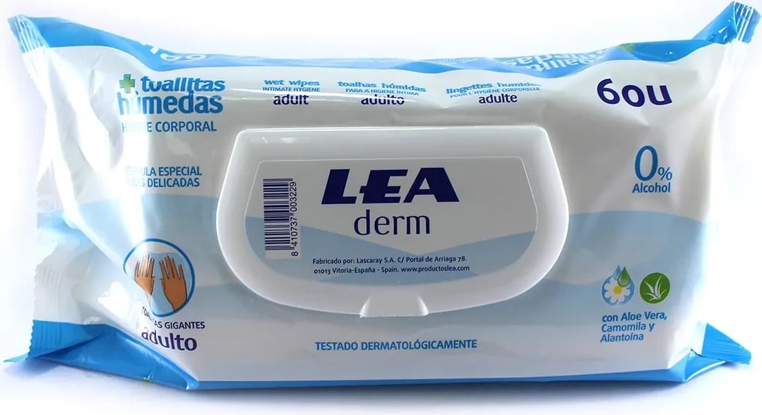 Peceta të lagura për trup LEA Derm unisex, 60 copë