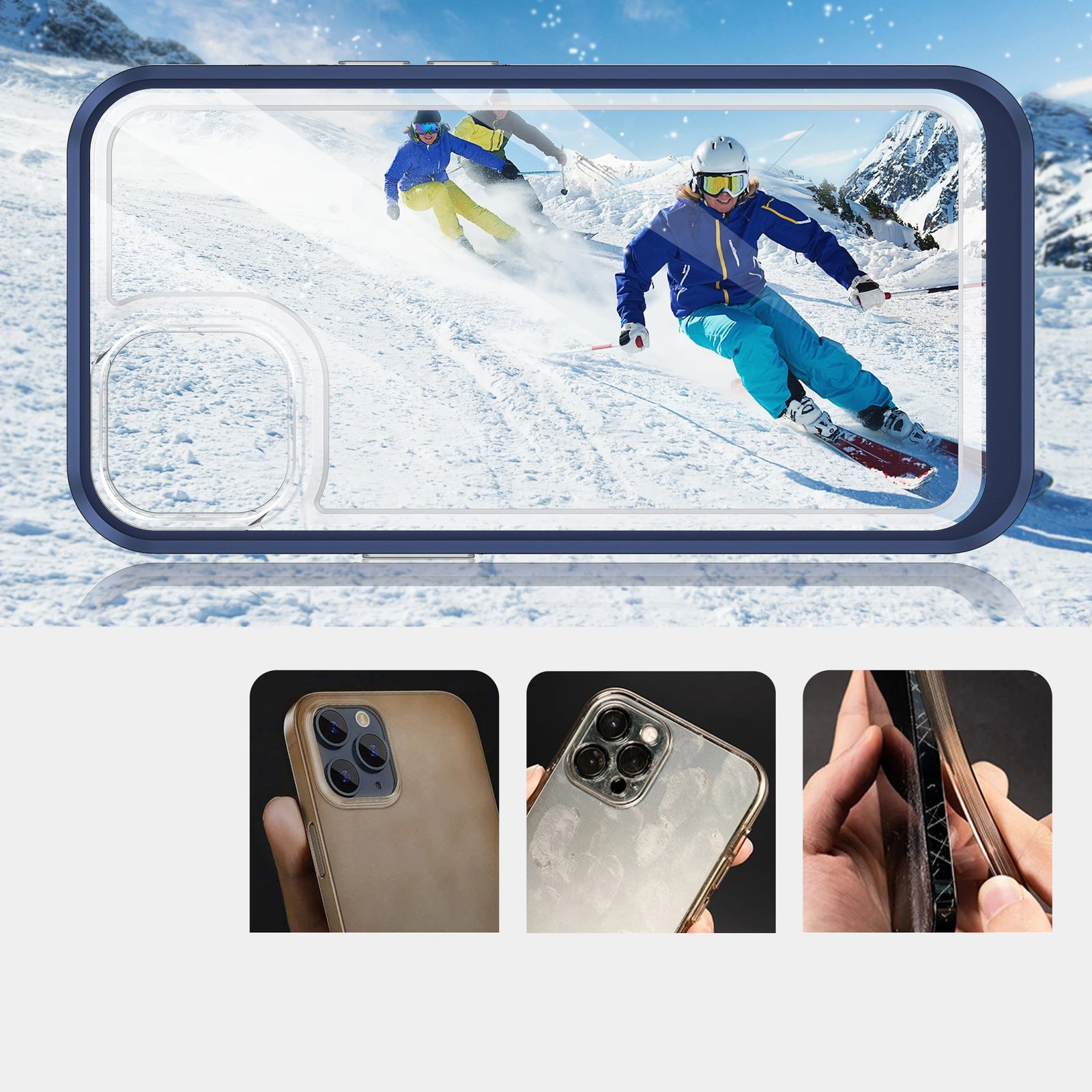 Mbështjellës Hurtel Hybrid Armor Clear 3in1 për iPhone 13 mini, Kaltër/Transparent