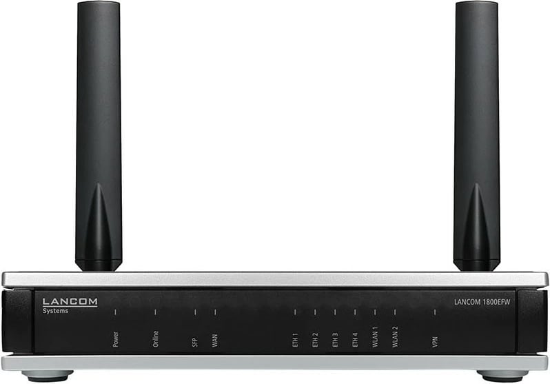 Router LANCOM 1800EFW, Wi-Fi 6, 4 porta Gigabit, SFP, 2 antena, zi/argjendtë