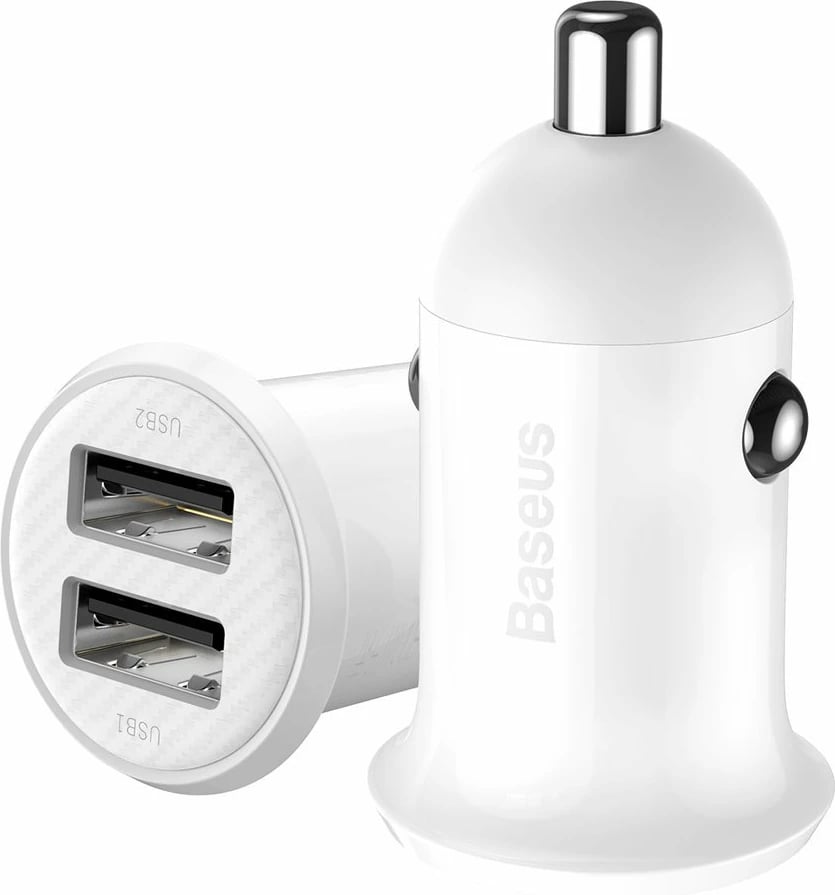 Karikues veture Baseus Grain Pro CCALLP-02, 2x USB-A, 4.8A, Bardhë