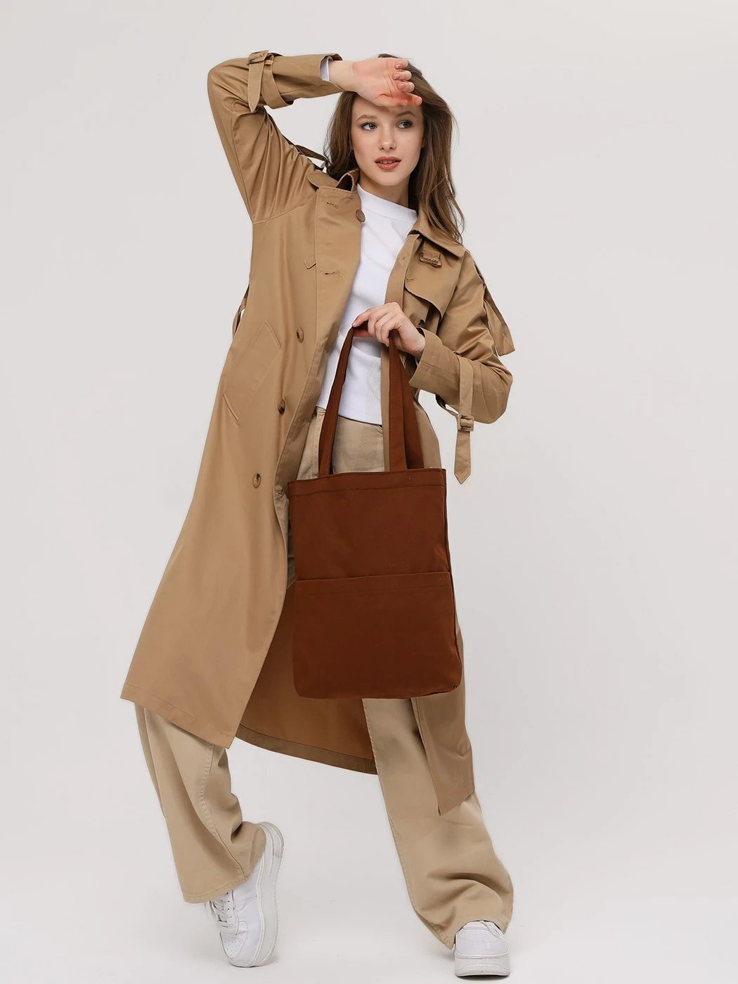 Çantë tote Zoozie Bags, ngjyrë kafe e errët, 2070