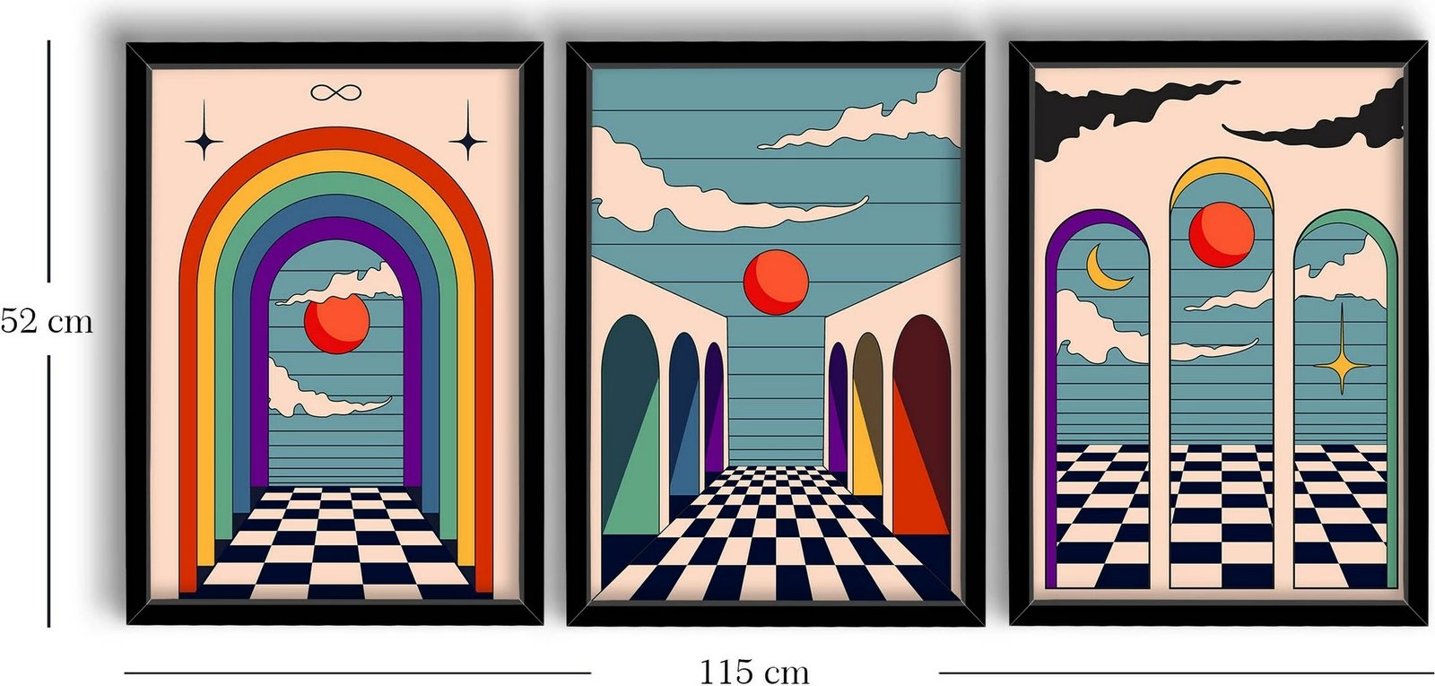 Pikturë dekorative me kornizë MDF (3 copë), Wallity, 3p3752softct-012