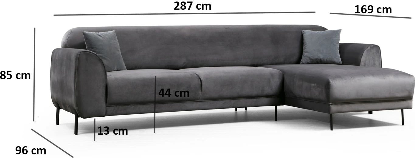 Kënd divan-krevat Atelier del Sofa, këndi djathtë, ngjyrë antracit