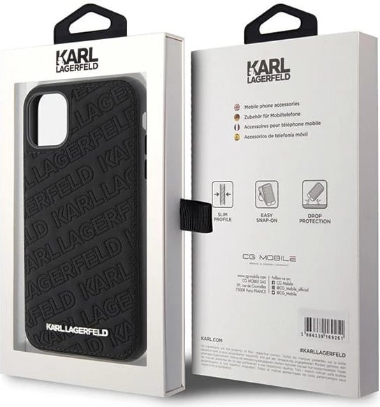 Mbështjellës Karl Lagerfeld Quilted K Pattern për iPhone 11/XR, i zi