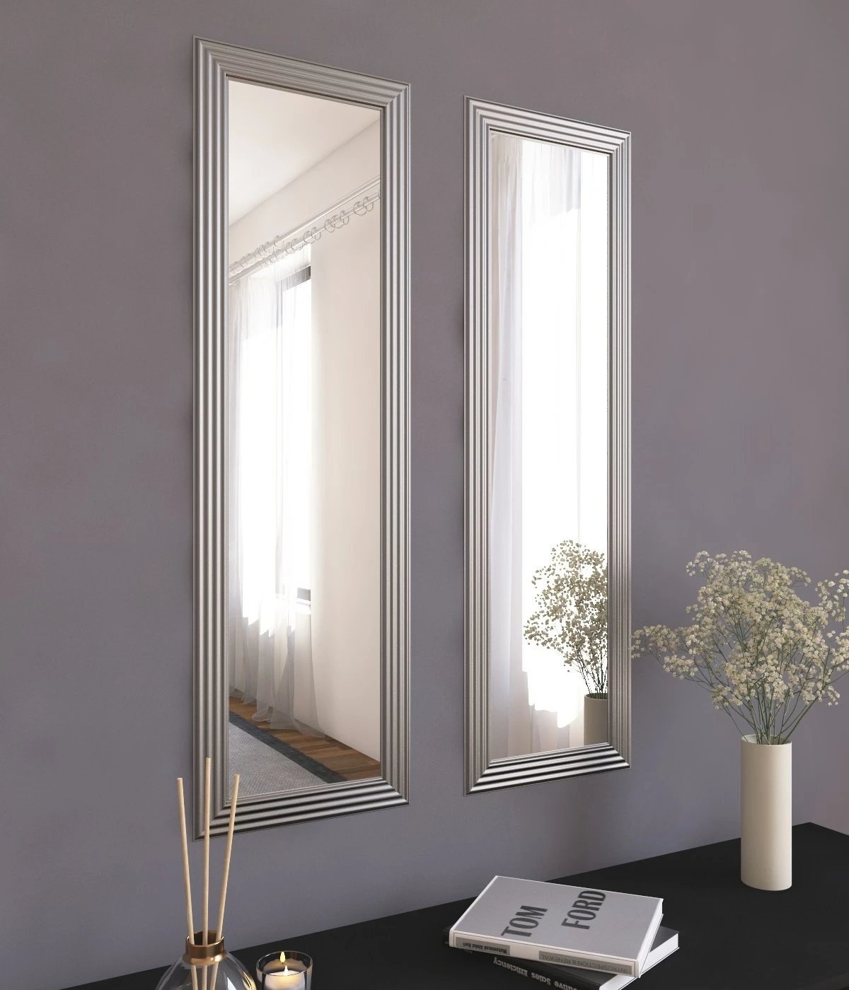 Set pasqyrash (2 copë), Skye Decor, ngjyrë argjendi