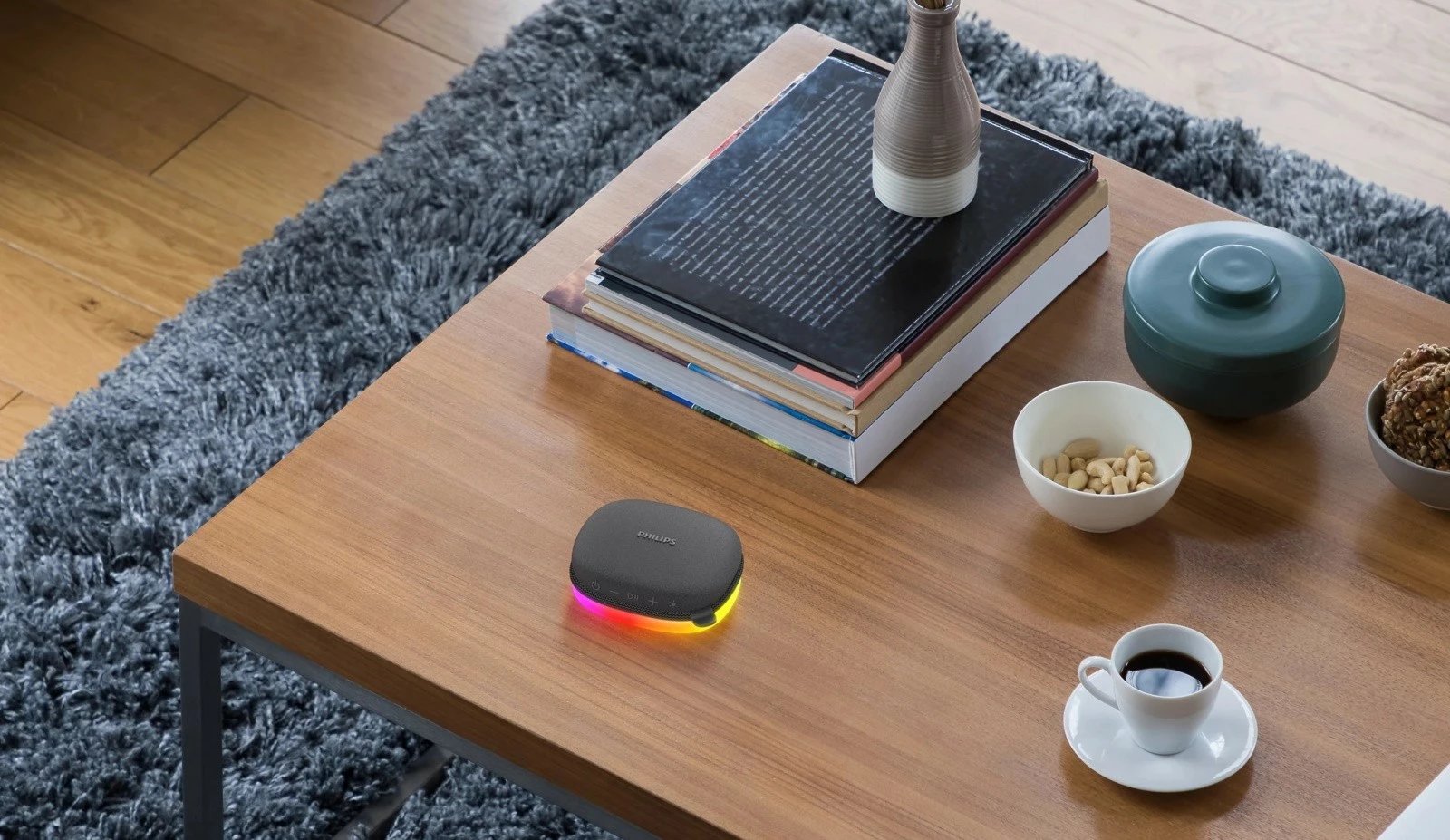 Altoparlant Bluetooth, Philips, TAS2307BK/00, 5W, mono, 7 orë bateri, Bluetooth 5.3, USB-C, me drita, e zezë