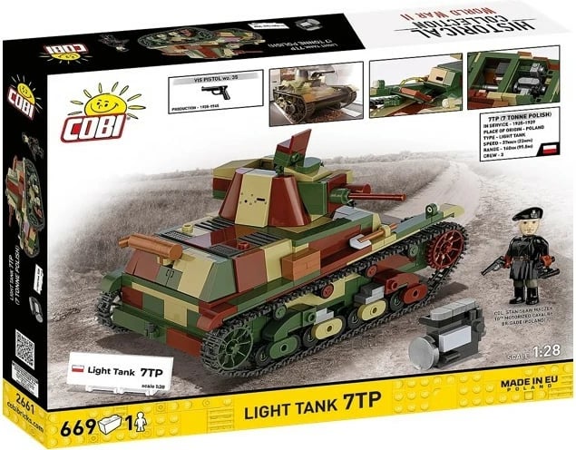 Set ndërtimi tank i lehtë Cobi 7TP, 669 pjesë, Historical Collection