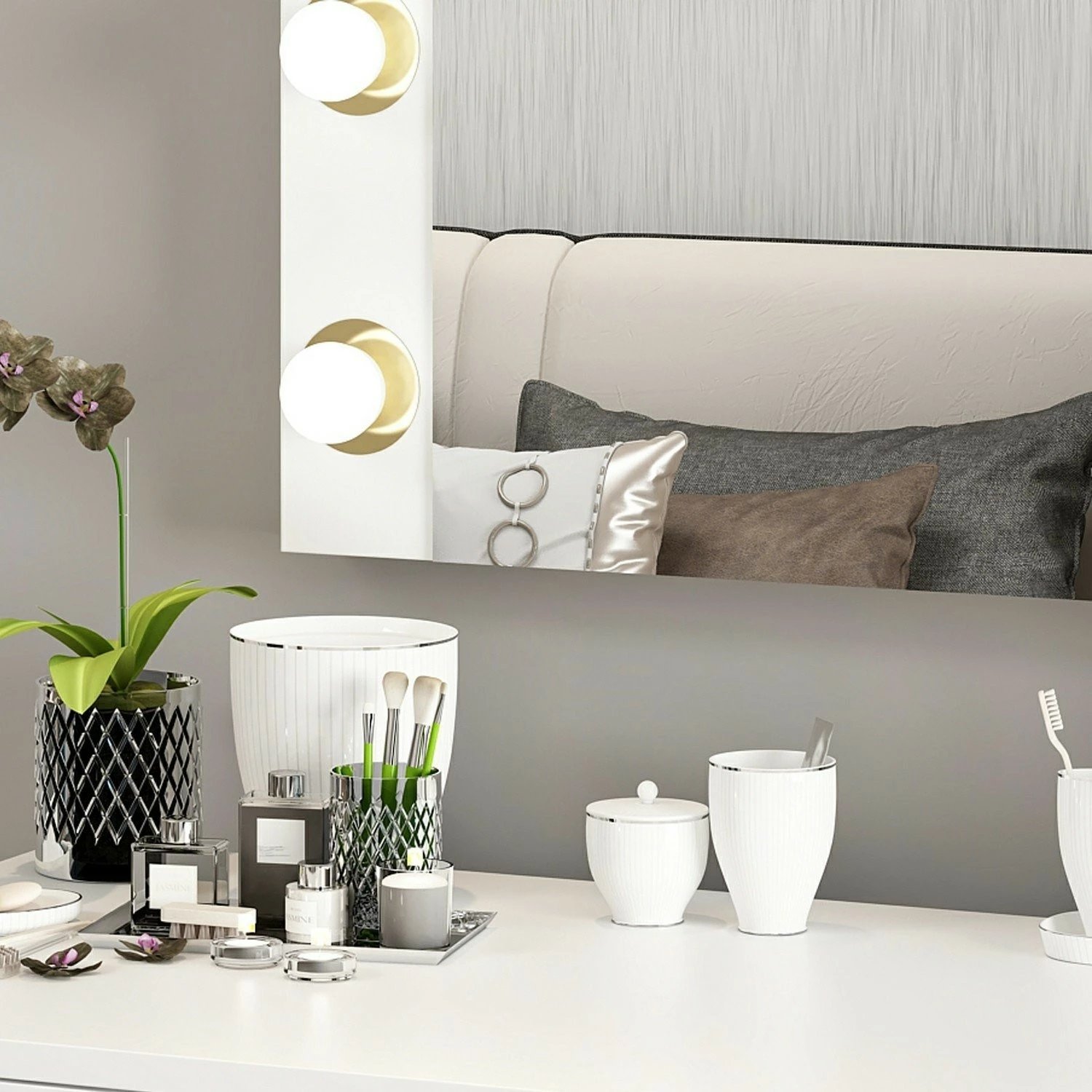 Tavolinë grimimi Skye Decor, Armin, e bardhë