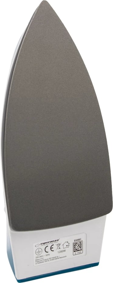 Hekur udhëtimi Esperanza SMOOTHER EHI001 1200W, pllakë jo-ngjitëse, rregullim temperature, blu e bardhë