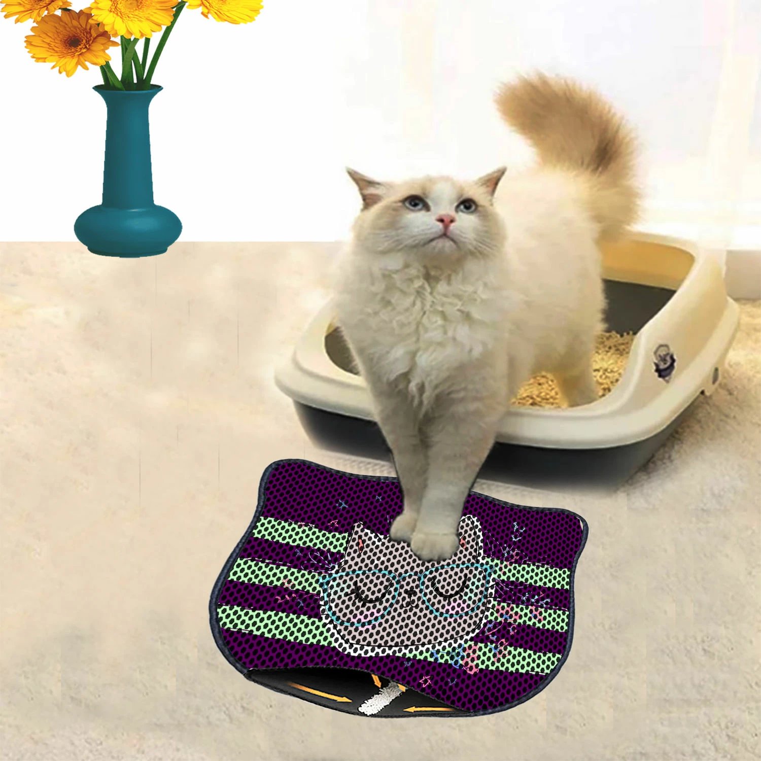 Tapet për rërë mace, shumëngjyrësh, Paws & Whiskers, Kdkafa0006, 40x50cm