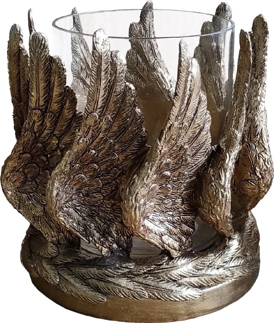 Mbajtëse qirinjsh VOLE, polirezine, ngjyrë ari, 15x15x18cm