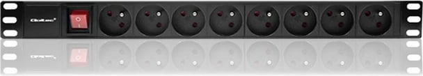 Prizë rack Qoltec 54471, 8x Type E, 1U, 16A, 2m, e zezë