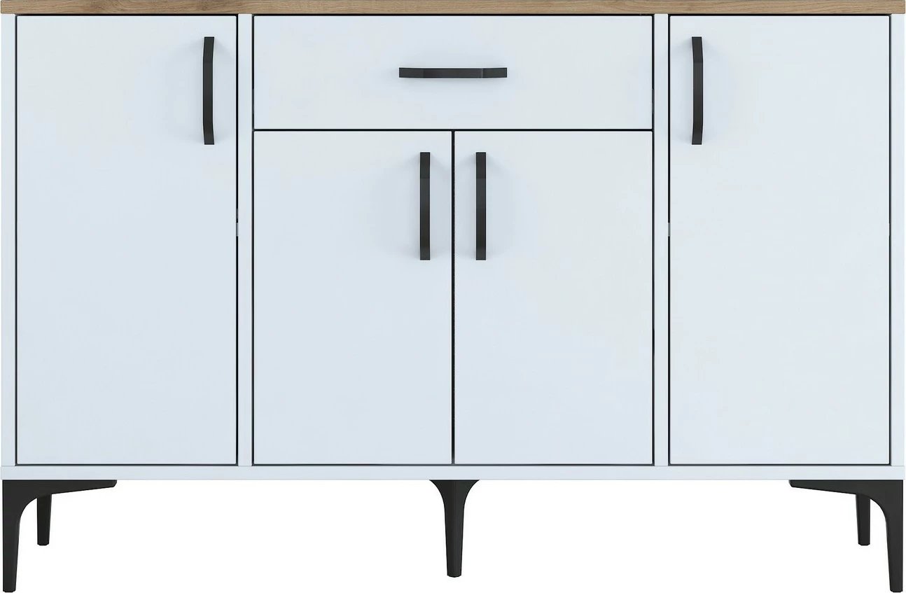 Dollap multifunksional Hanah Home, JE136 - 3095, ngjyrë e bardhë dhe arre