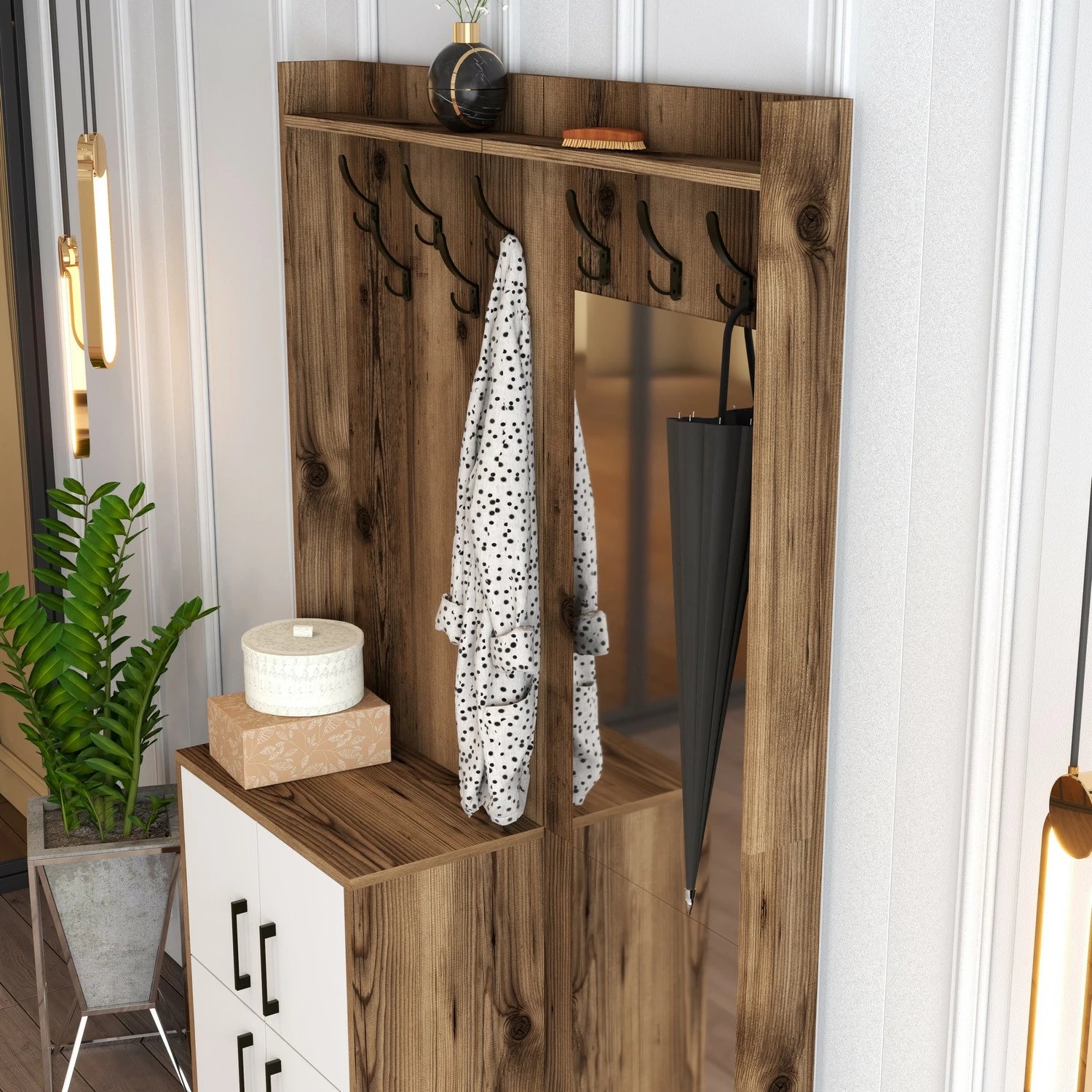 Stendë për korridor Berlin BC, ngjyrë arrë dhe e bardhë