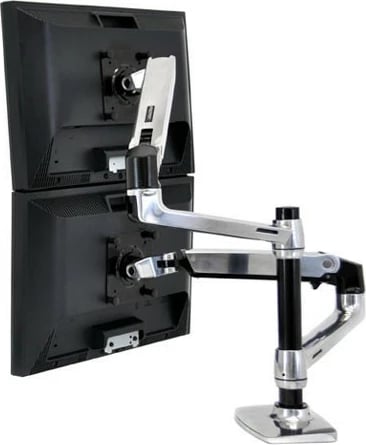 Krah monitori Ergotron LX Dual Stacking, 2 ekrane, 24 inch, rregullim lartësie, ngjyrë argjendtë