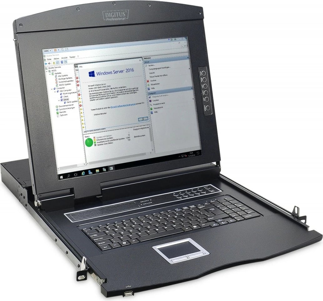 Konsolë rack Digitus DS-72210-2US me ekran 17", KVM 8 porta, tastierë US, touchpad, e zezë