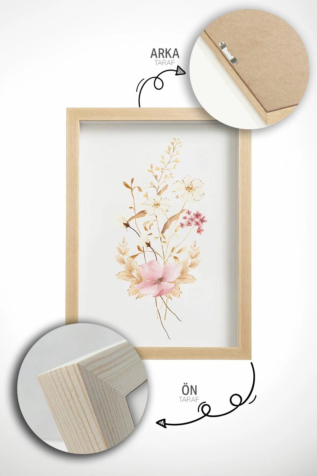 Pikturë dekorative me kornizë (3 pjesë), Wallity, Artvmodel19-Ahsap