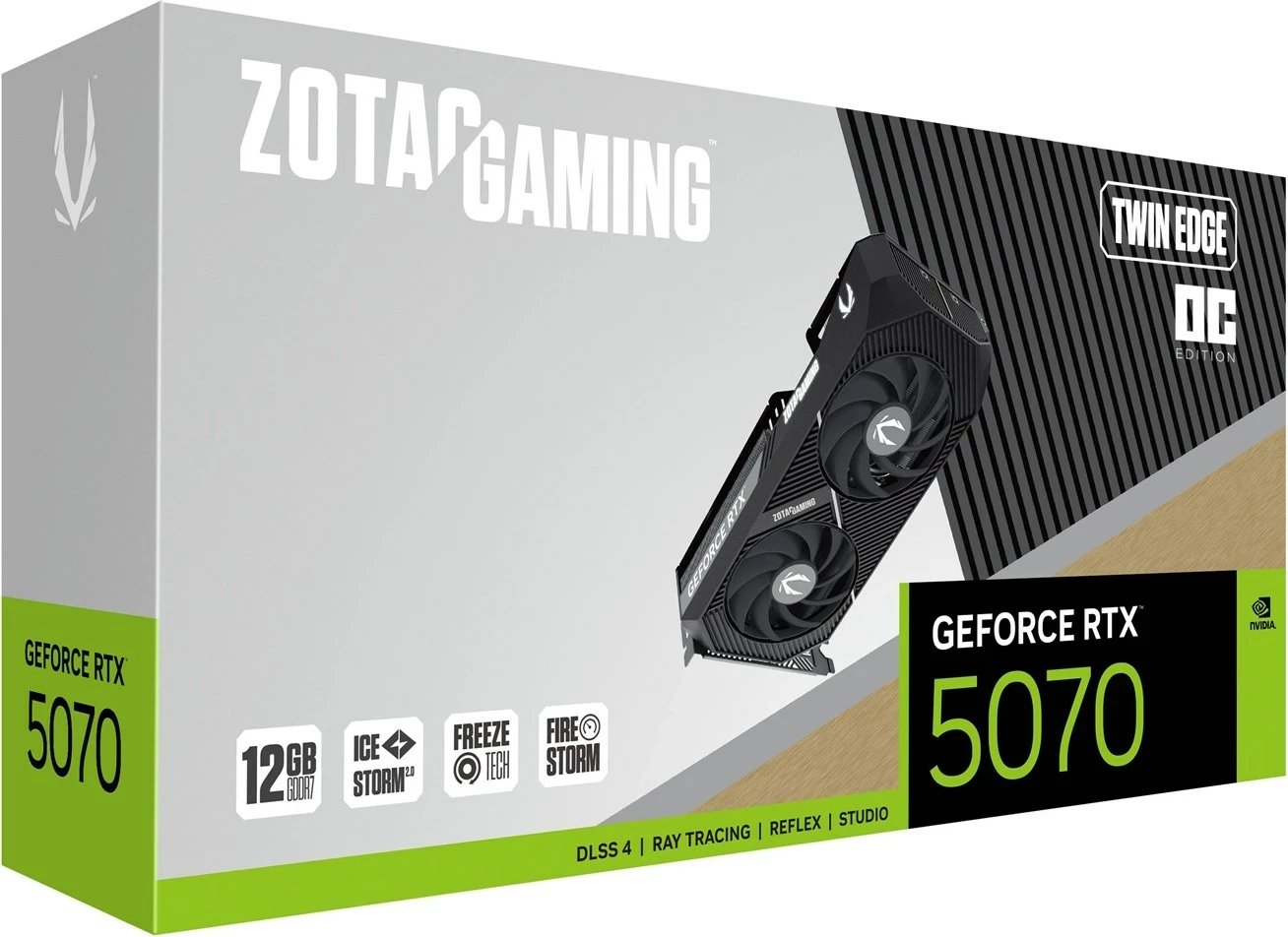 Kartelë grafike ZOTAC GAMING GeForce RTX 5070 Twin Edge OC, 12 GB GDDR7, e zezë