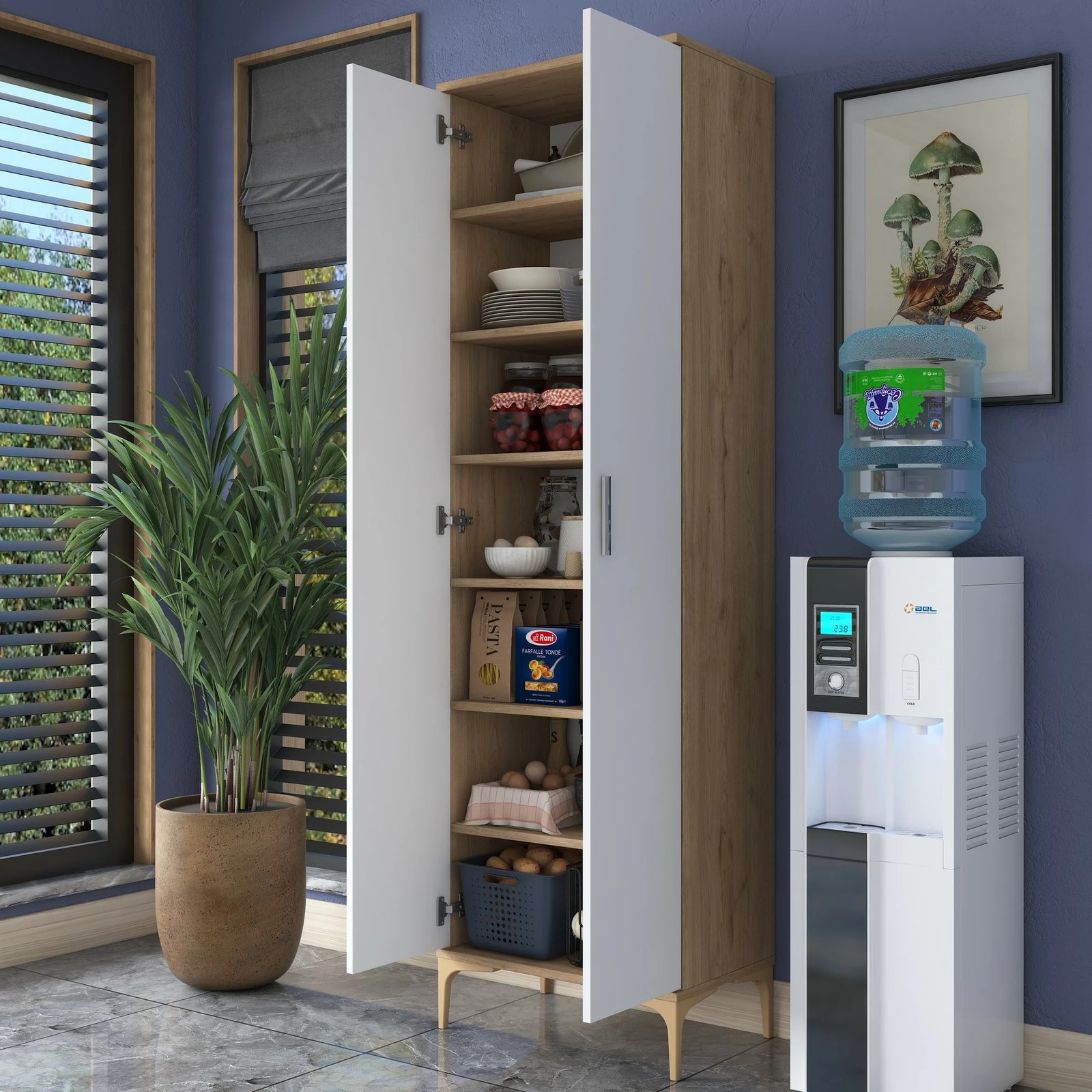 Dollap shumëpërdorimësh, ngjyrë arrë dhe e bardhë, JE102 - 2790