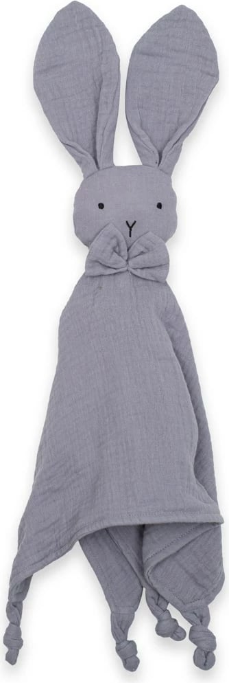 Pelush muslin NEW BABY Rabbit, 30x30 cm, pambuk organik, gri