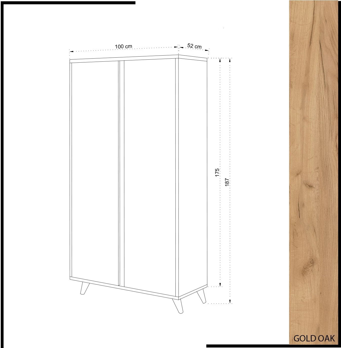 Dollap Hanah Home, Ajumma, ngjyrë lis dhe e bardhë, 100x187x52cm