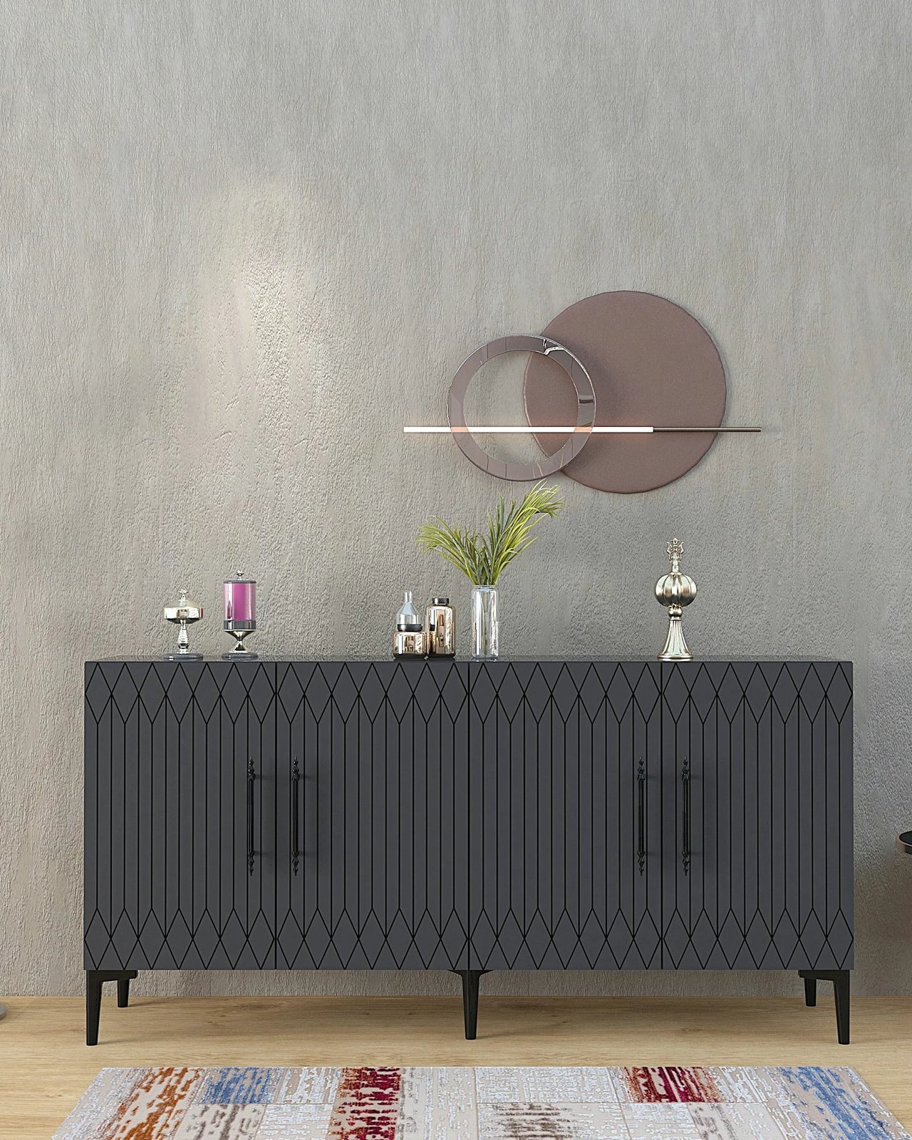 Konsol Skye Decor, ngjyrë antracit, Ressi