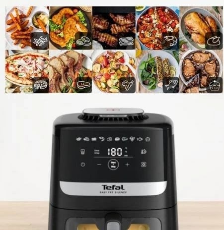 Fritezë me ajër të nxehtë Tefal Easy Fry Silence EY5568E0, 5L, E zezë/Inoks
