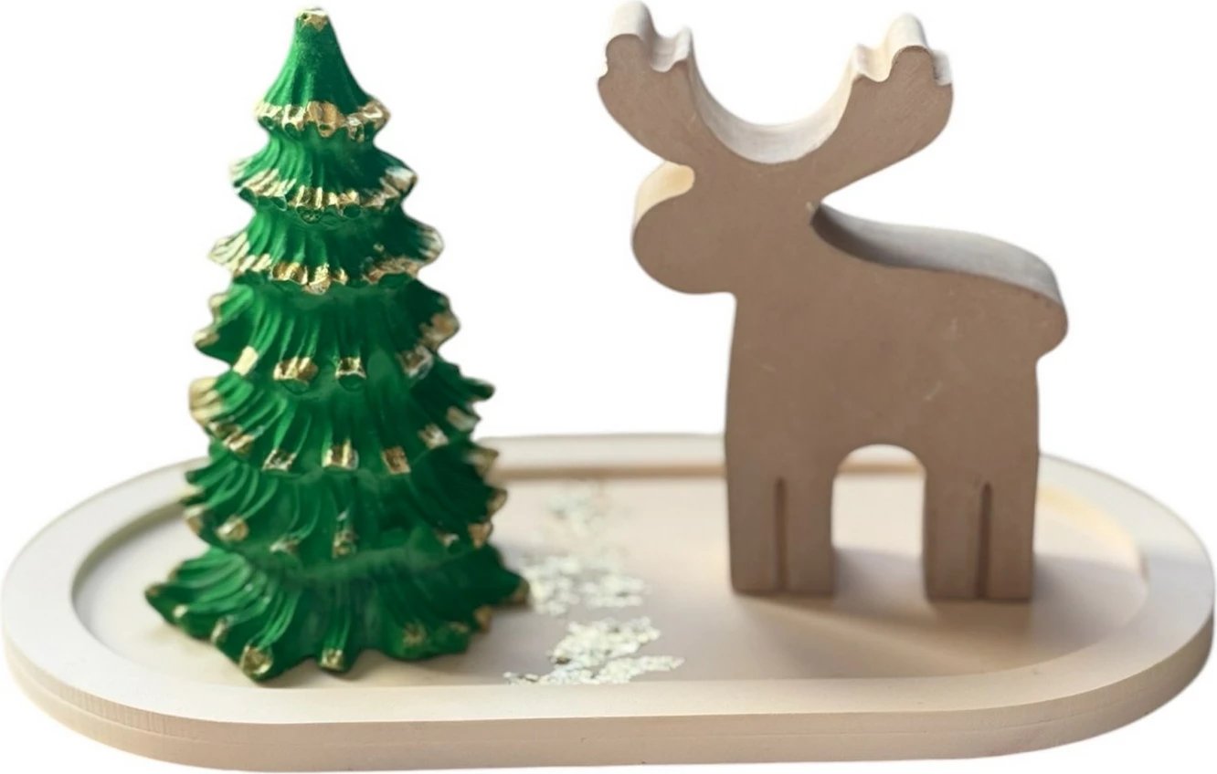 Set dekorativ (2 copë), pemë Krishtlindjes dhe drenushe, Evila Originals, gur, Set1