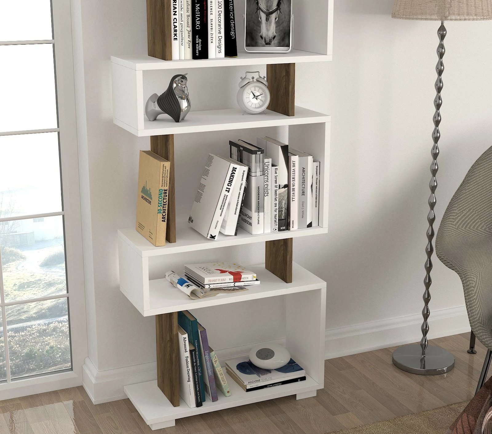 Raft librash Hanah Home, Blok, bardhë-dru arre