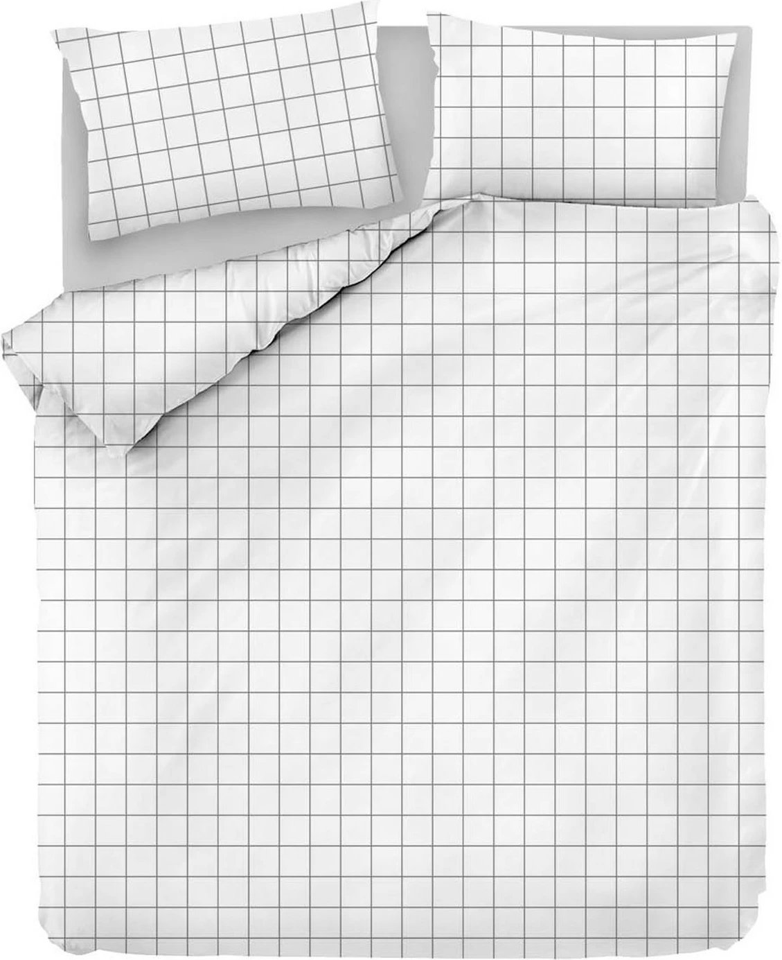 Set mbulesë për jorgan super king, Ranforce, ngjyrë e bardhë me gri, Piga, L'essentiel