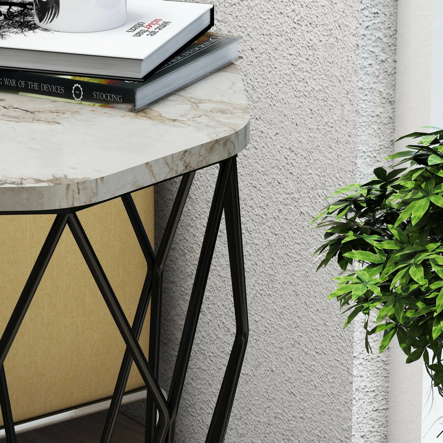 Tavolinë anësore Skye Decor, Sofya, mermer i bardhë