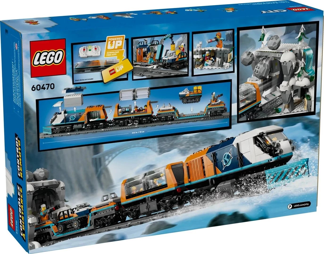 Set lodrash LEGO CITY Explorers Arktik Polar Express Train 60470, 1517 pjesë, me 6 minifigura