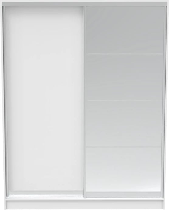 Dollap me dy dyer rrëshqitëse, pasqyrë, ngjyrë e bardhë, 160x60x220cm