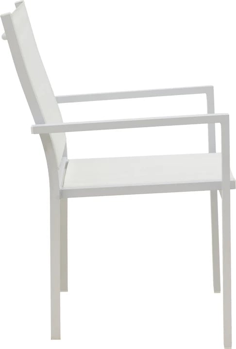 Tavolinë me karrige për terasë, Zacreta-Kliton, alumin i bardhë, set 5 copë, 80x80x74cm