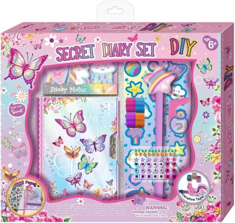 Set ditari me dry Pulio 170201BG me stilolaps, ngjitëse dhe shirita, për vajza