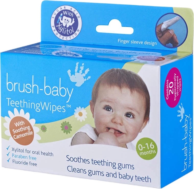Padë higjienike për fëmijë Brush-Baby TeethingWipes, 20 copë