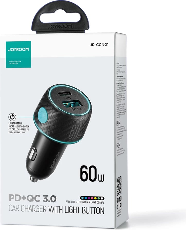 Karikues veture Joyroom JR-CCN01, 60W, 2 porta USB-C/USB-A, i zi
