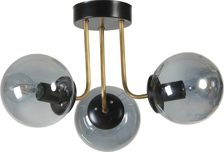 Llambadar Opviq, 8794-3, metal e xham, ngjyrë e zezë dhe fume, 40x30cm