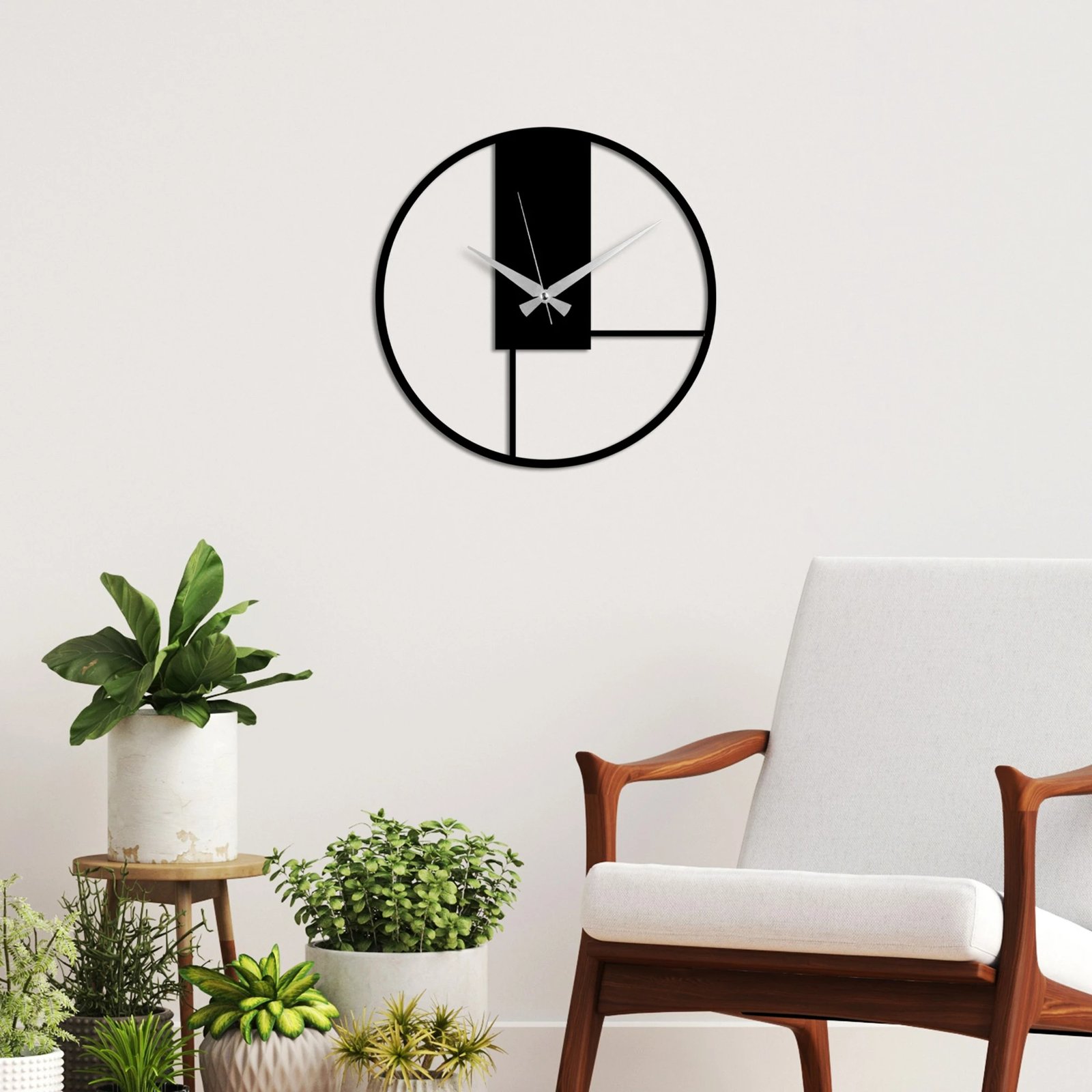 Orë muri dekorative metalike Wallity, Fora, e zezë, 49x49cm