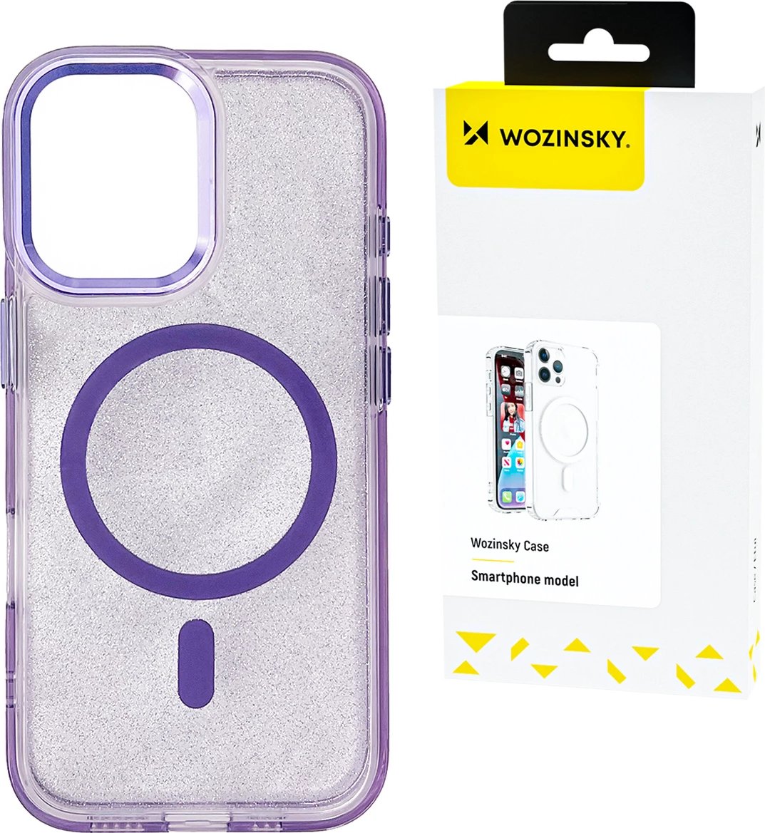 Mbështjellës Wozinsky Glitter Case me MagSafe për Samsung Galaxy S25+, vjollcë me shkëlqim