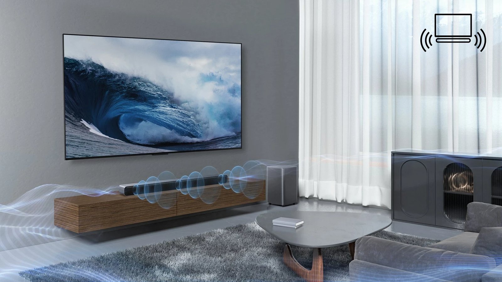 Soundbar TCL S S55H, 2.1 Channel, Dolby Atmos, Subwoofer pa tela, Bluetooth, Titanium